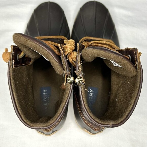 Sperry Saltwater Duck Boots Womens Size 6.5 Brown Leather Rubber Side Zip - Picture 13 of 13